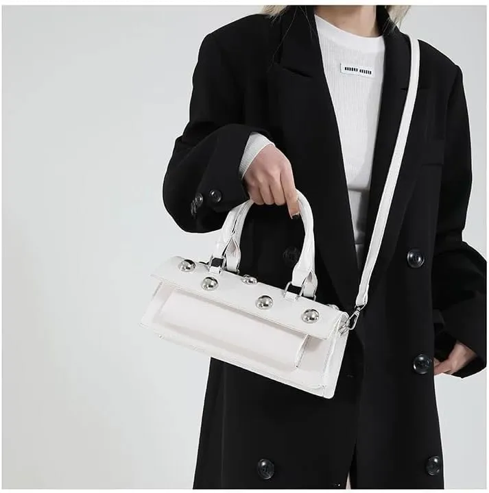 Edgy Sweetheart Shoulder Bag Sling bag Glossy Leather Quality Crossbody Bag with Detachable Studded Design Stylish Women Bag