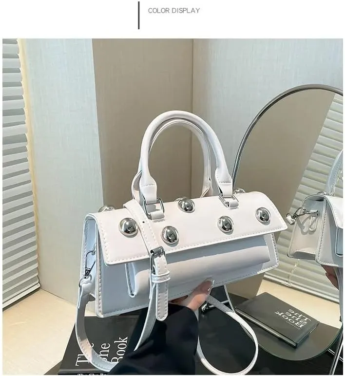 Edgy Sweetheart Shoulder Bag Sling bag Glossy Leather Quality Crossbody Bag with Detachable Studded Design Stylish Women Bag