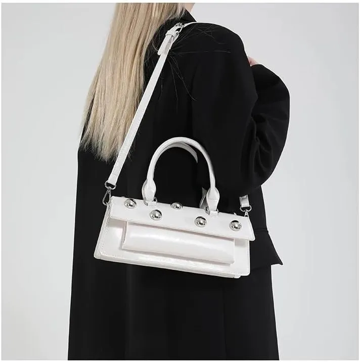 Edgy Sweetheart Shoulder Bag Sling bag Glossy Leather Quality Crossbody Bag with Detachable Studded Design Stylish Women Bag