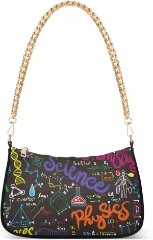 Education Geometrical Plots Calculations Shoulder Handbags for Women Travel Hobo Tote Handbag Women Gold Chain Shoulder Bags Purse with Zipper Closure