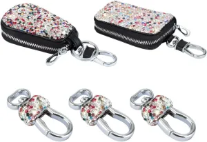 eing Car Key Case Leather Auto Smart Keychain Holder Metal Hook and Keyring Zipper Bag for Remote Key Fob, Bling Key Ring with Pouch Bag,Handbag Charms Purse Keychain for Women - (5Pack,Colorful)
