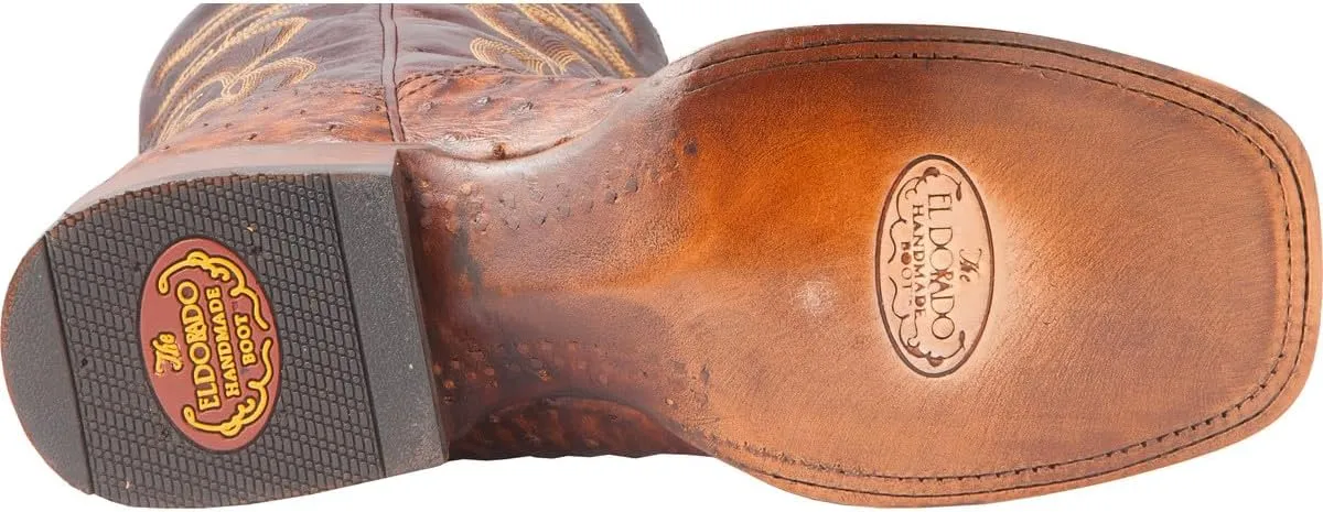 El Dorado Men's Handmade Full Quill Ostrich Stockman Boot Broad Square Toe - Ed2213
