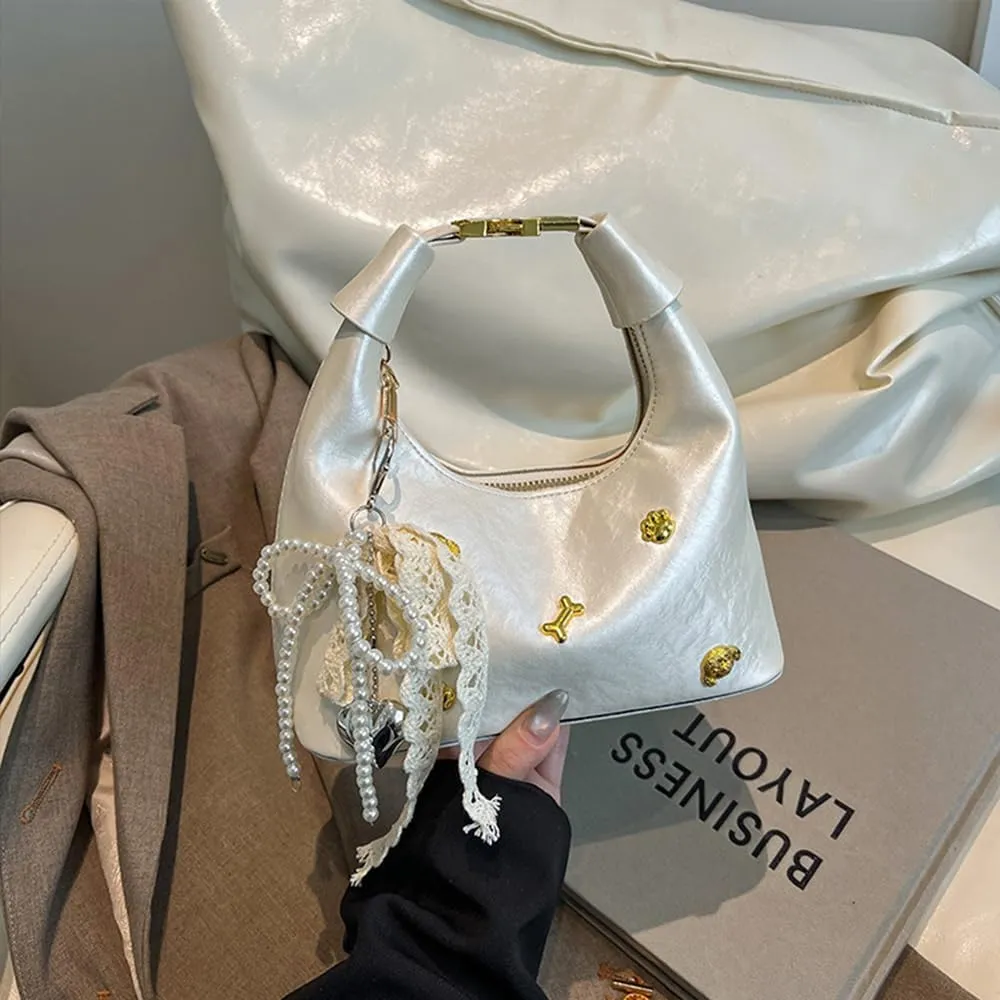 Elegant French Styles Handbag For Women Shoulder Korean Style Fashionable Shoulder Messenger PU Leather Armpit Purse