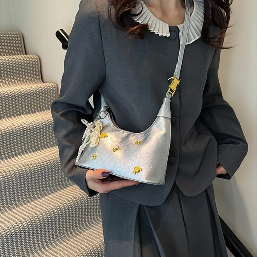 Elegant French Styles Handbag For Women Shoulder Korean Style Fashionable Shoulder Messenger PU Leather Armpit Purse