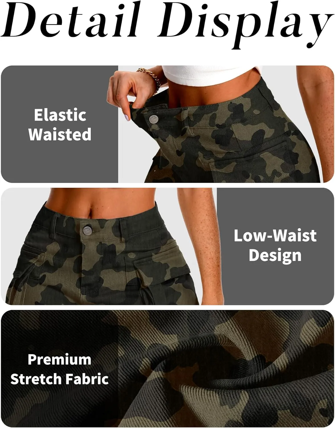 ELLEVEN High Stretch Denim Cargo Skirt for Women, Low Waist Y2k Mini Jean Skirt Cute Skirt with Pockets