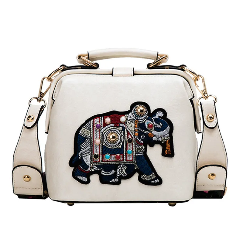 Embroidered Wide Strap Crossbody Bag