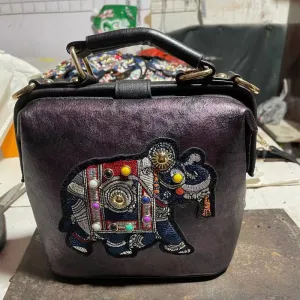 Embroidered Wide Strap Crossbody Bag
