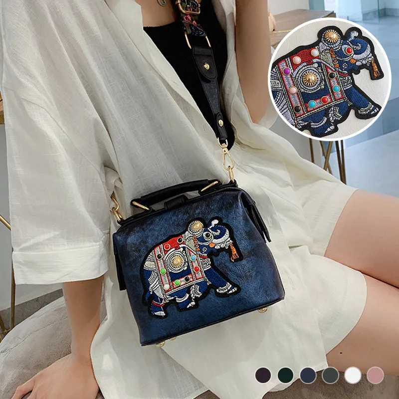 Embroidered Wide Strap Crossbody Bag