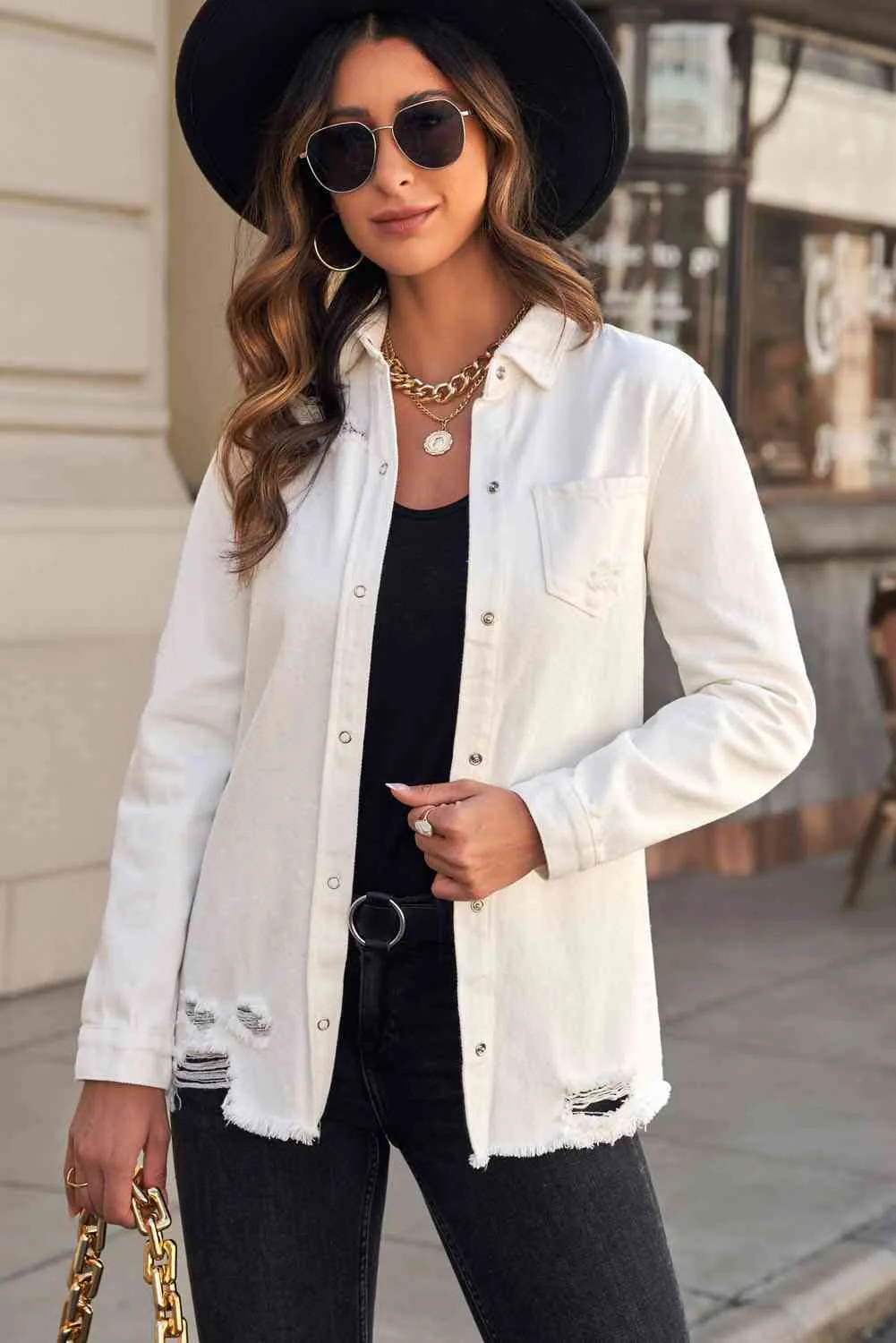 Emma - Distressed Denim Jacket