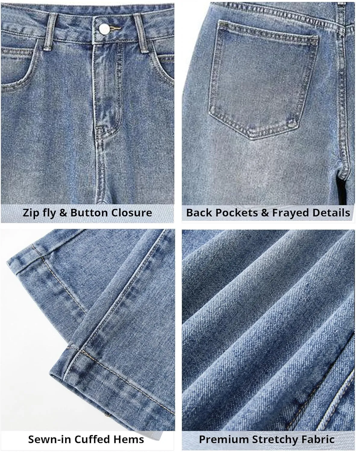 EMMIOL Denim Jeans for Women Wide Leg Jeans Low Waist Baggy Jeans for Women Loose Boyfriends Jeans Denim Pants Y2K 90S