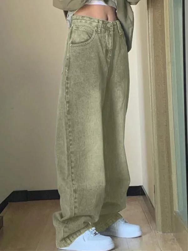 EMMIOL Wide Leg Jeans for Women - Low Waist Baggy Loose Boyfriends Denim Pants - Y2K 90S Style