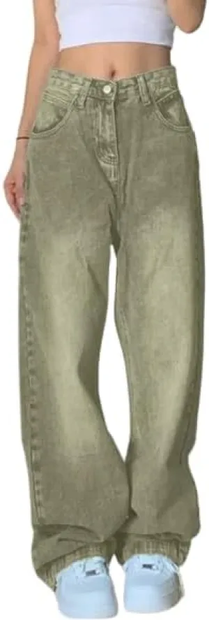 EMMIOL Wide Leg Jeans for Women - Low Waist Baggy Loose Boyfriends Denim Pants - Y2K 90S Style