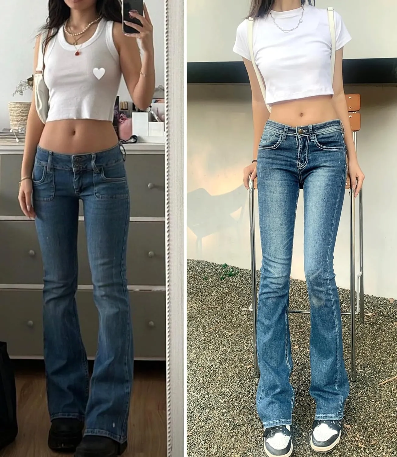 EMMIOL Women's Denim Flare Leg Jeans - Y2K 90s Low Rise Vintage Pants