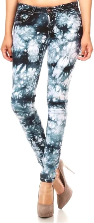 Emperial Tie Dye Premium Distressed MID-Rise Women's Juniors Skinny Leg Denim Jeans