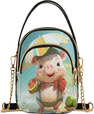 Enjoy Pig Crossbody Handbags for Women Casual Leather Shoulder Phone Purse