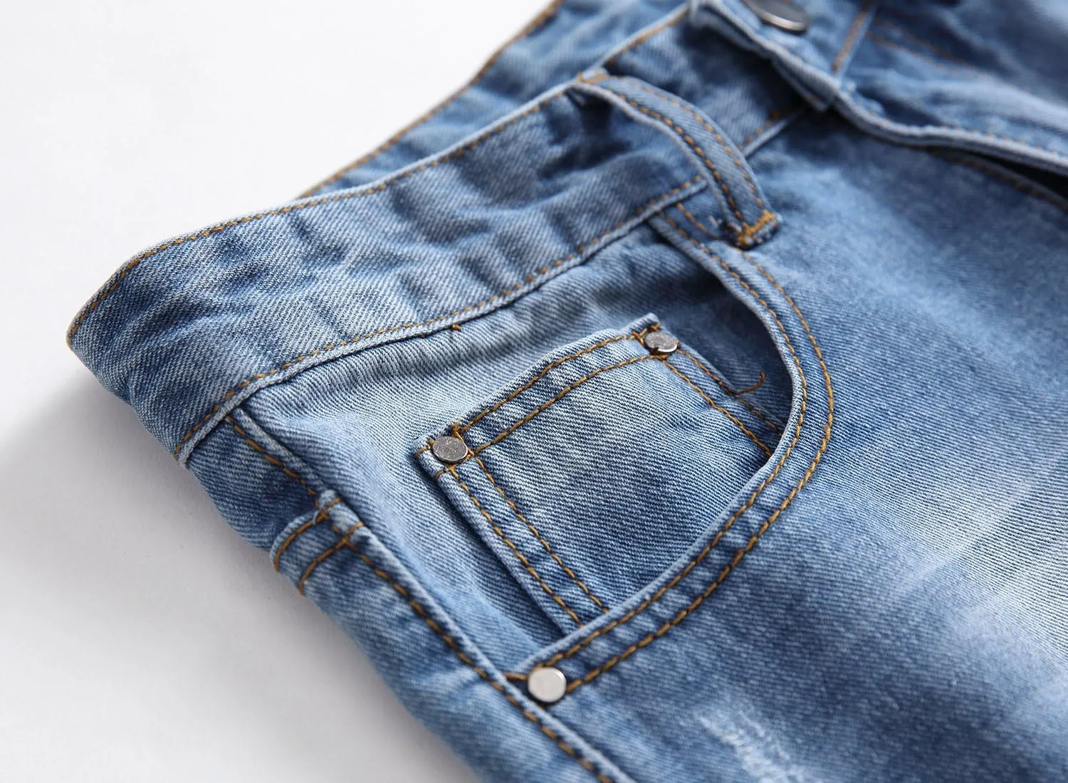 Enrica Men's Ripped Distressed Destroyed Straight Fit Washed Denim Jeans