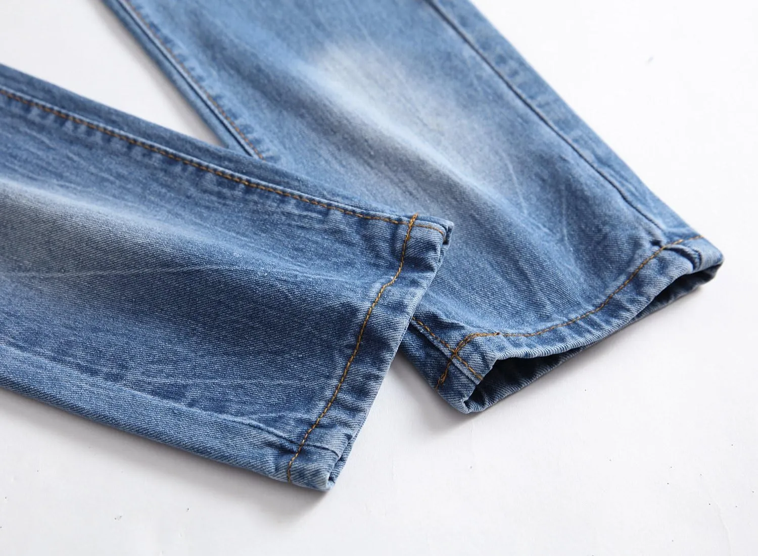 Enrica Men's Ripped Distressed Destroyed Straight Fit Washed Denim Jeans