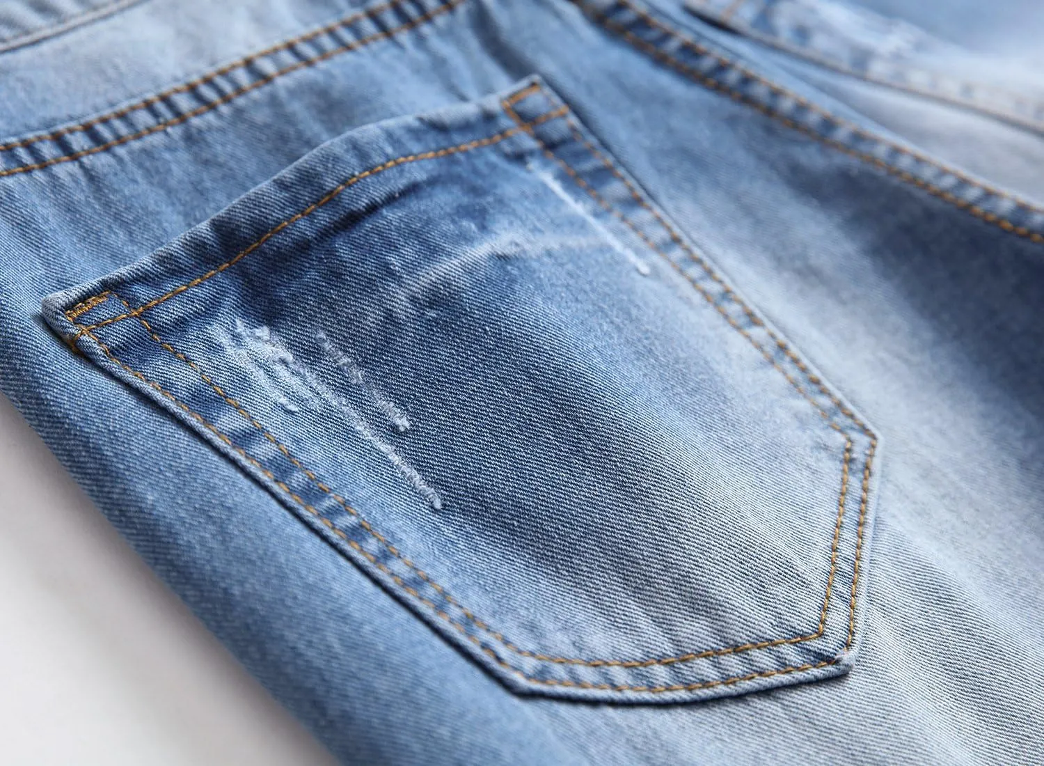 Enrica Men's Ripped Distressed Destroyed Straight Fit Washed Denim Jeans