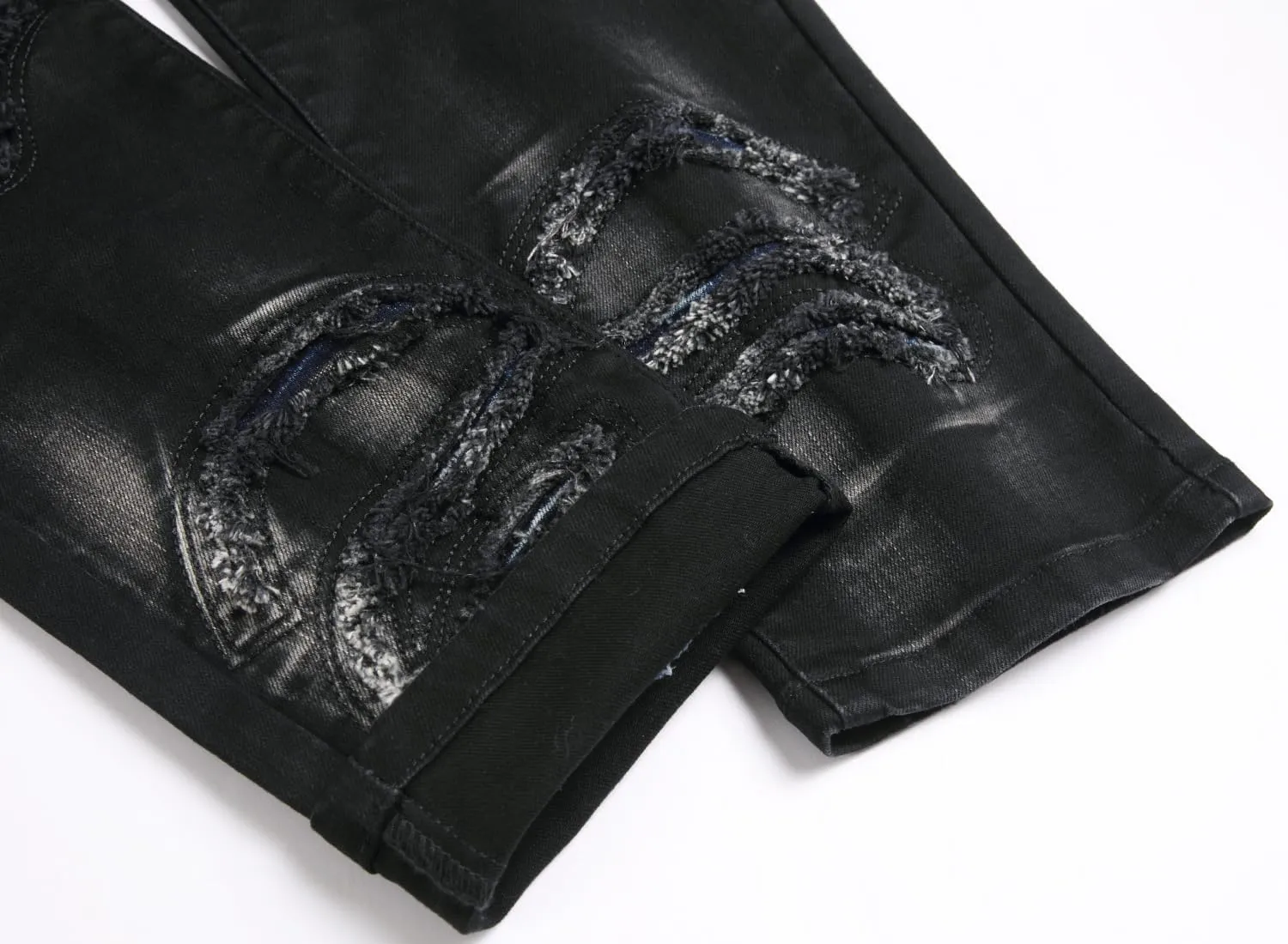 Enrica Men's Ripped Distressed Destroyed Straight Fit Washed Denim Jeans