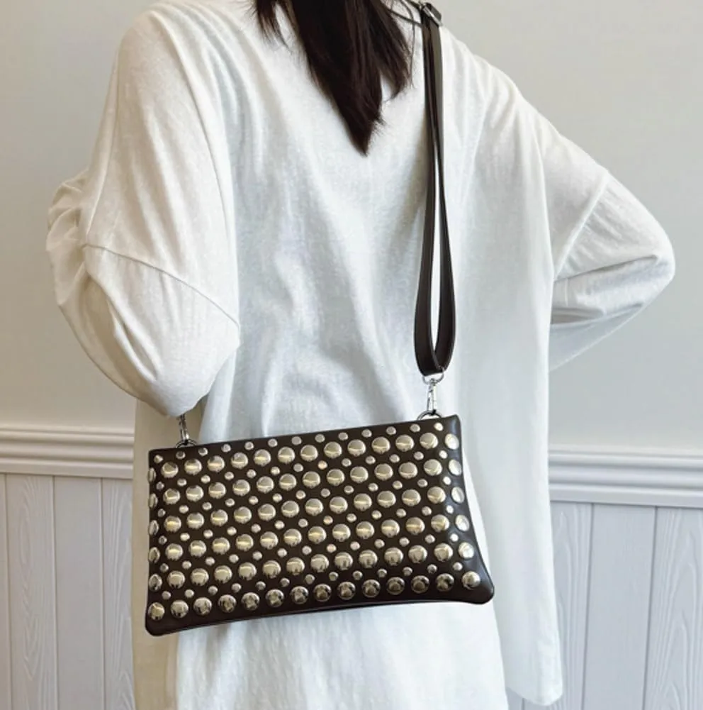 Epsion 2025 Crossbody Bag for Women PU Shoulder Bag Y2K Studded Purse Vegan Leather Clutch Handbags