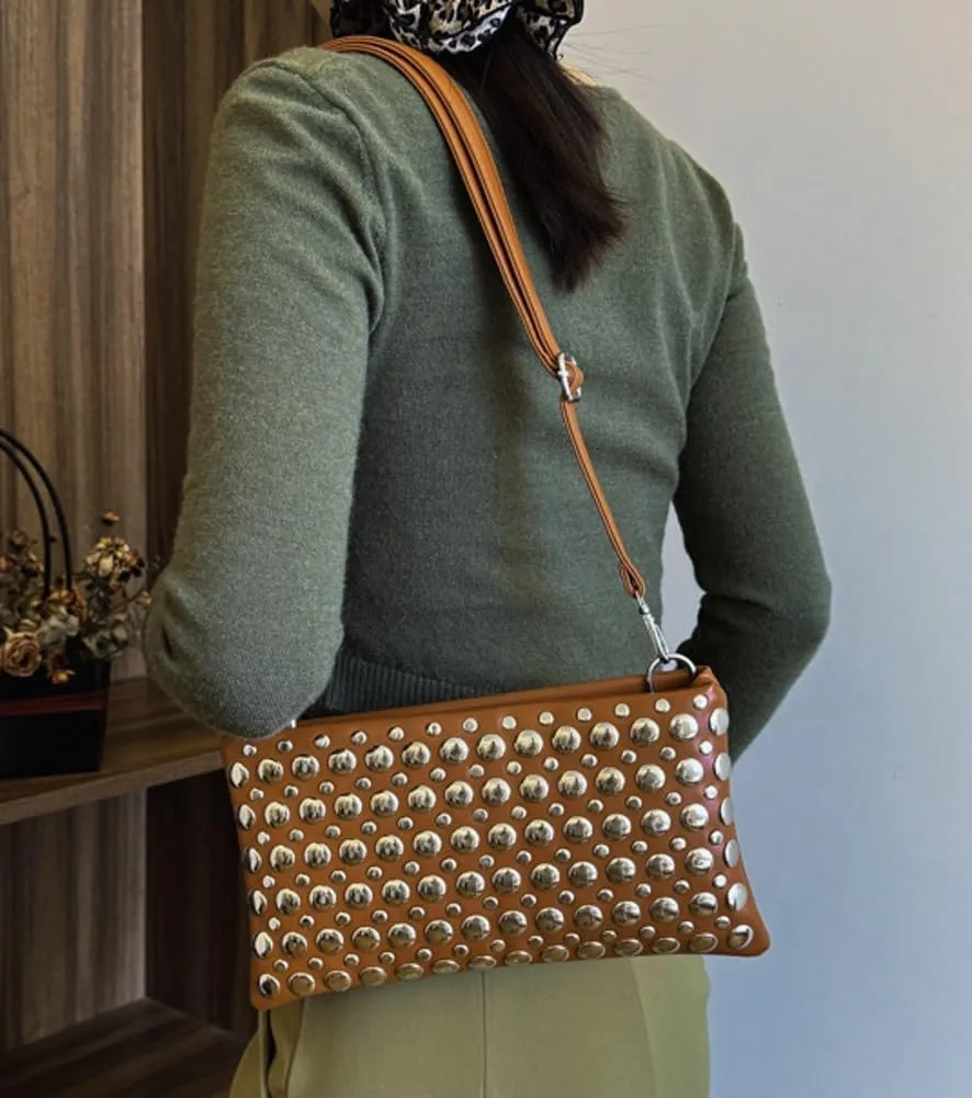 Epsion 2025 Crossbody Bag for Women PU Shoulder Bag Y2K Studded Purse Vegan Leather Clutch Handbags