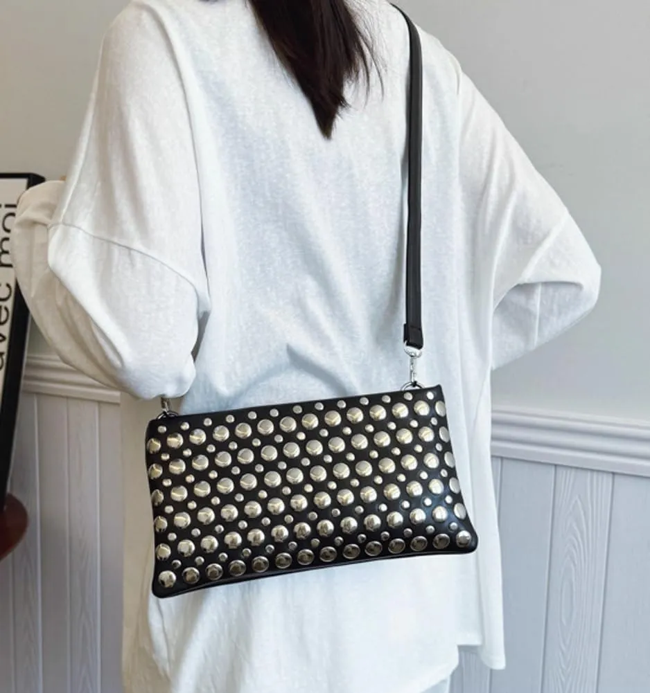 Epsion 2025 Crossbody Bag for Women PU Shoulder Bag Y2K Studded Purse Vegan Leather Clutch Handbags