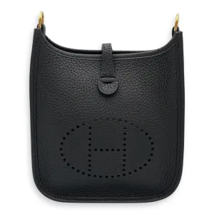 Evelyne Mini Black in Clemence, Gold hardware
