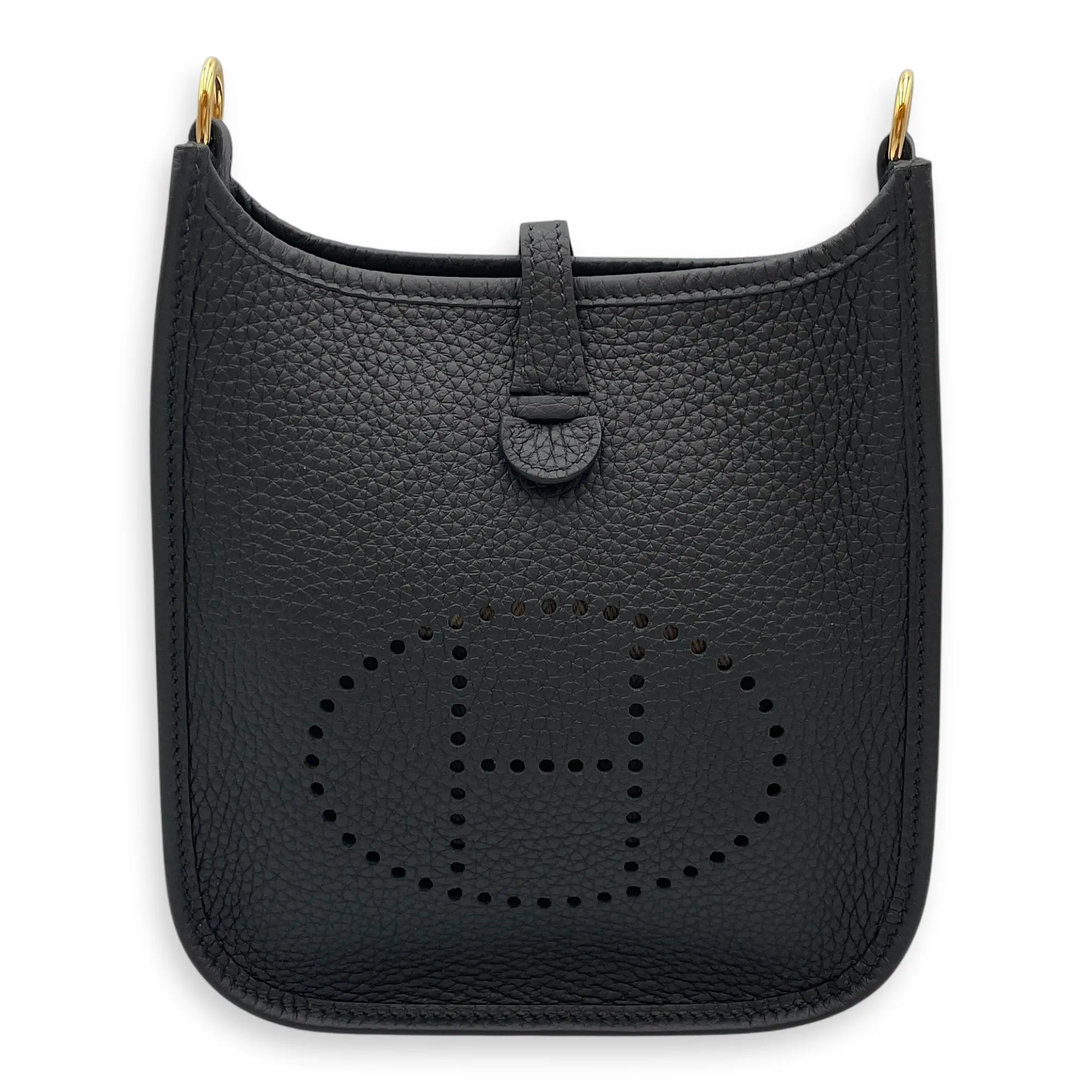 Evelyne Mini Black in Clemence, Gold hardware