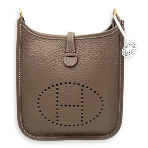 Evelyne Mini Etoupe in Clemence, Gold hardware