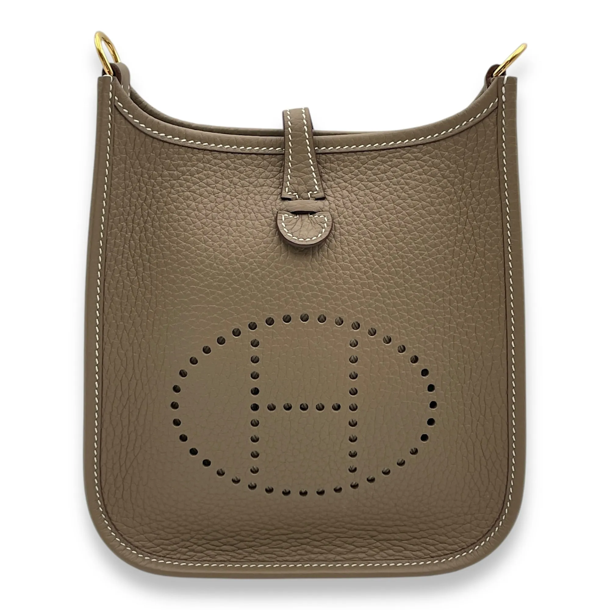 Evelyne Mini Etoupe in Clemence, Gold hardware