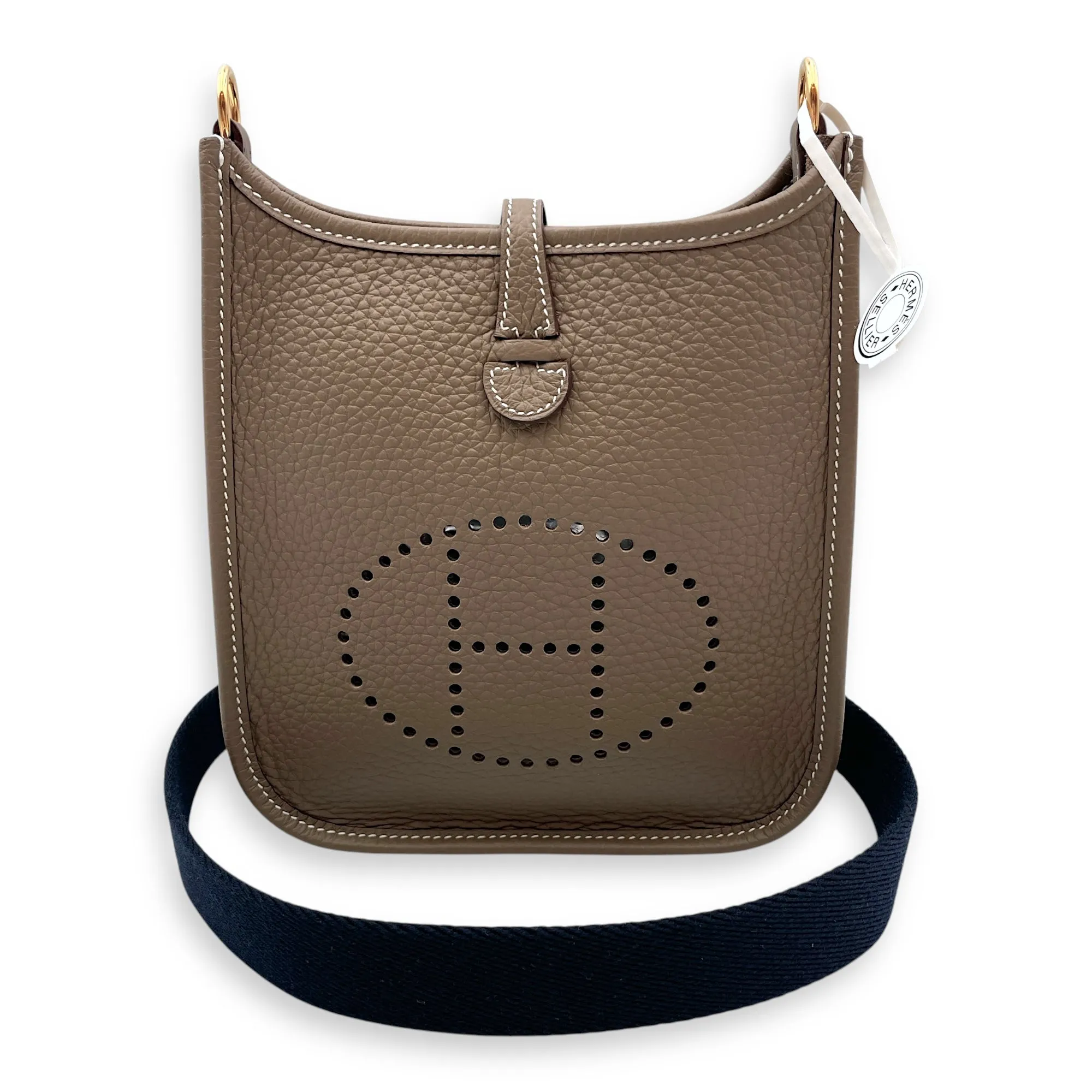 Evelyne Mini Etoupe in Clemence, Gold hardware