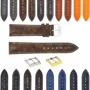 Ewatchparts 17-24mm Leather Watch Band Strap With Deployment Clasp Compatible With Bulova Watch 3B