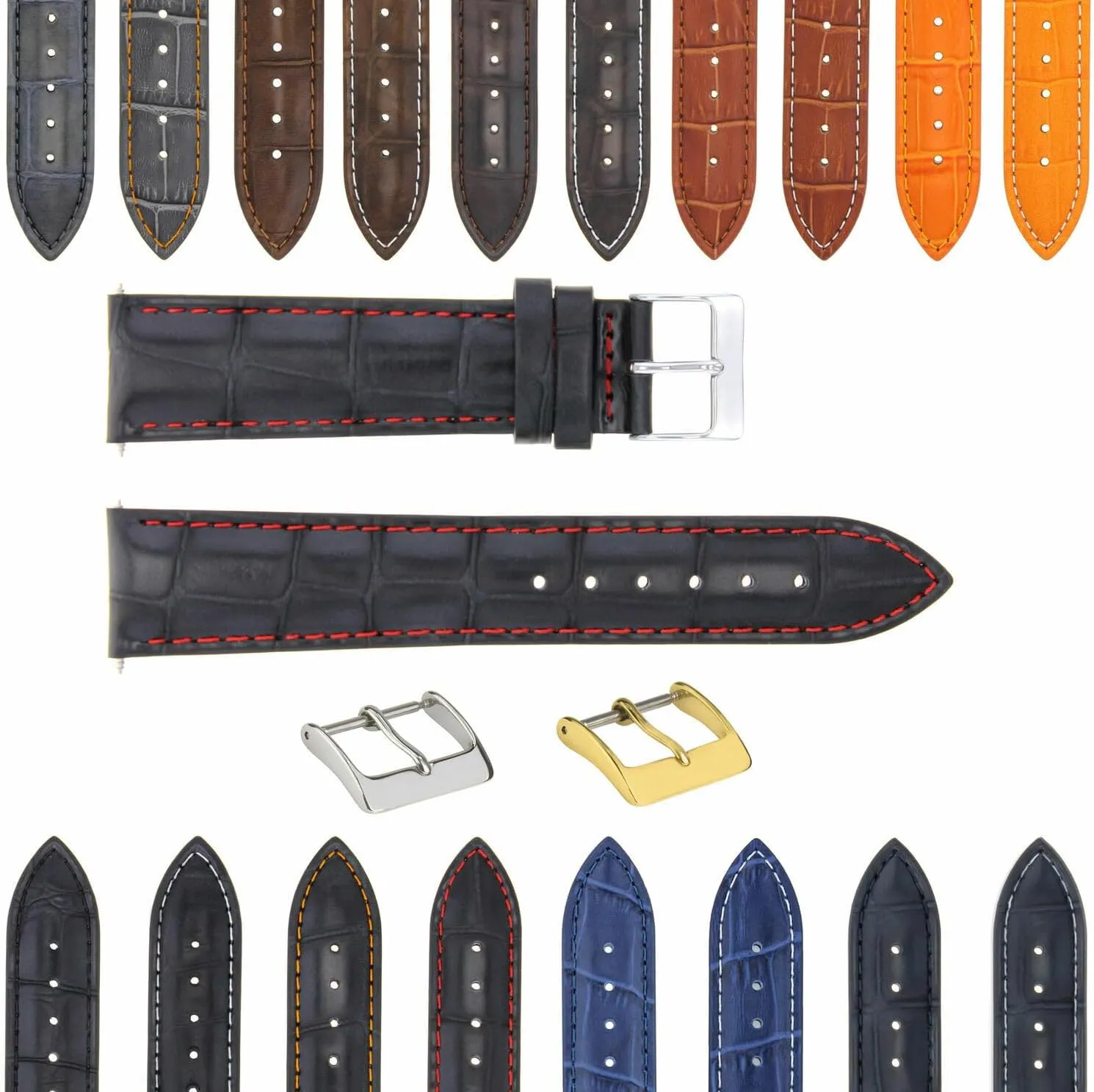 Ewatchparts 17-24mm Leather Watch Band Strap With Deployment Clasp Compatible With Bulova Watch 3B