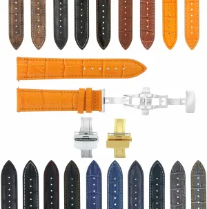 Ewatchparts 17-24mm Leather Watch Band Strap With Deployment Clasp Compatible With Panerai Watch 3B