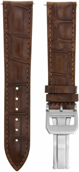 Ewatchparts 19mm Leather Watch Band Strap Deployment Clasp Compatible With IWC Pilot Portuguese Light Brown