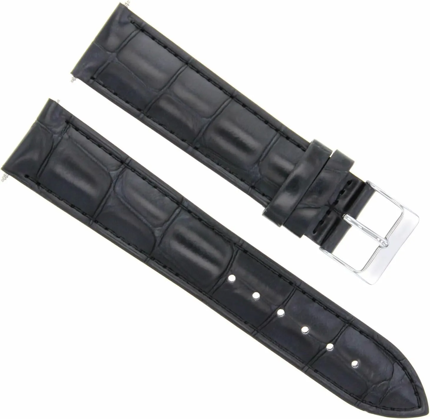 Ewatchparts 24mm Leather Watch Band Strap Compatible With Men's Jaeger Lecoultre Watch Black