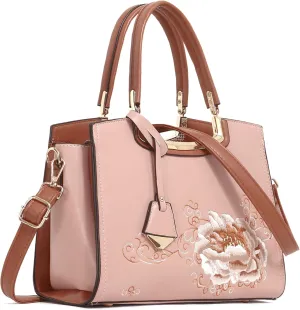 EXOTIC® flora embroidered collection PU Leather hand bag for women