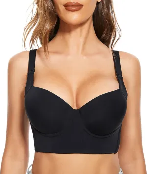 FallSweet Push Up Bras for Women Corset Top Bustier Padded Underwire Bra Add One Cup
