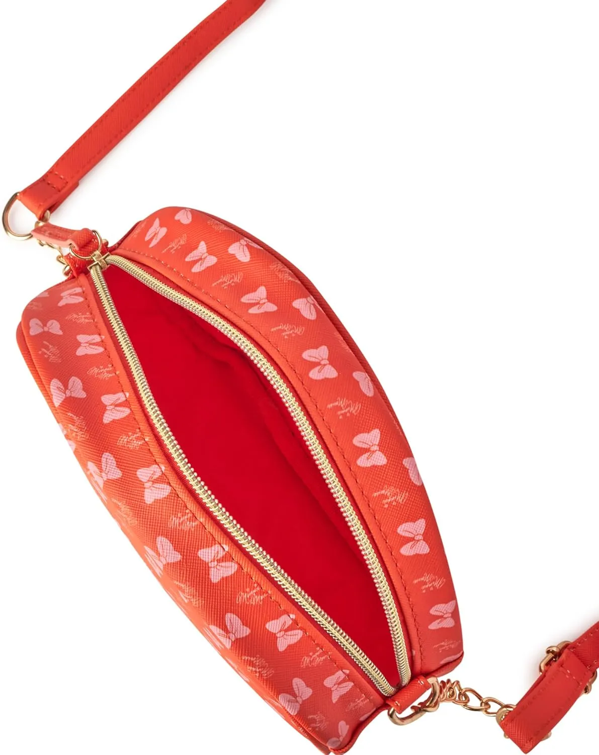 Fast Forward Girls Purse - Hello Kitty, Minnie Mouse, Stitch, Descendants, and Bluey - Cute Girls Bag with Adjustable Strap, Size One Size, Minnie Red Orange