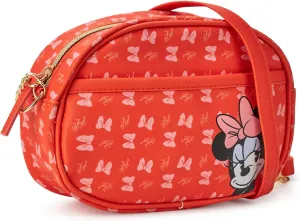 Fast Forward Girls Purse - Hello Kitty, Minnie Mouse, Stitch, Descendants, and Bluey - Cute Girls Bag with Adjustable Strap, Size One Size, Minnie Red Orange