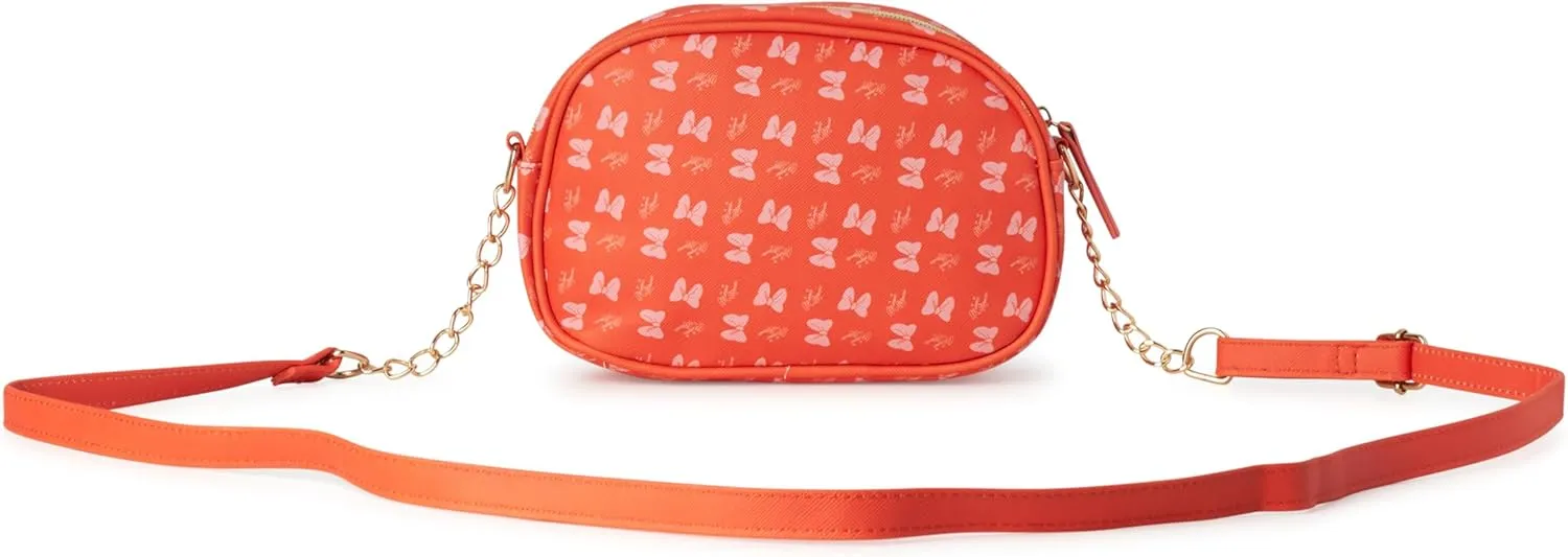 Fast Forward Girls Purse - Hello Kitty, Minnie Mouse, Stitch, Descendants, and Bluey - Cute Girls Bag with Adjustable Strap, Size One Size, Minnie Red Orange