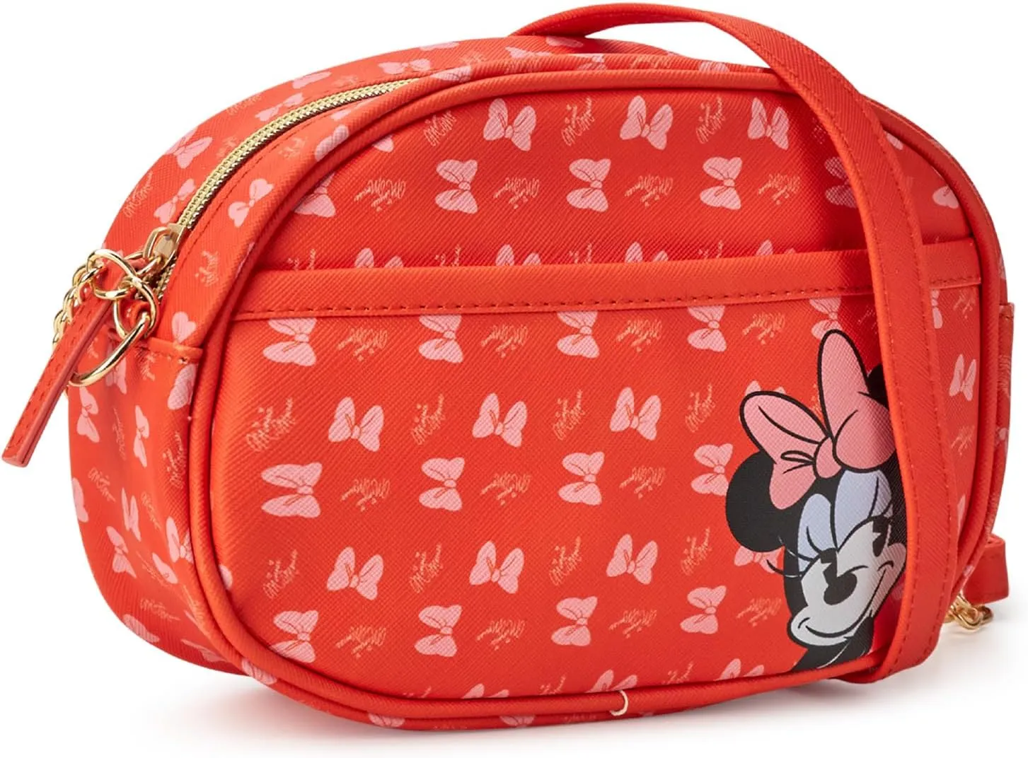Fast Forward Girls Purse - Hello Kitty, Minnie Mouse, Stitch, Descendants, and Bluey - Cute Girls Bag with Adjustable Strap, Size One Size, Minnie Red Orange