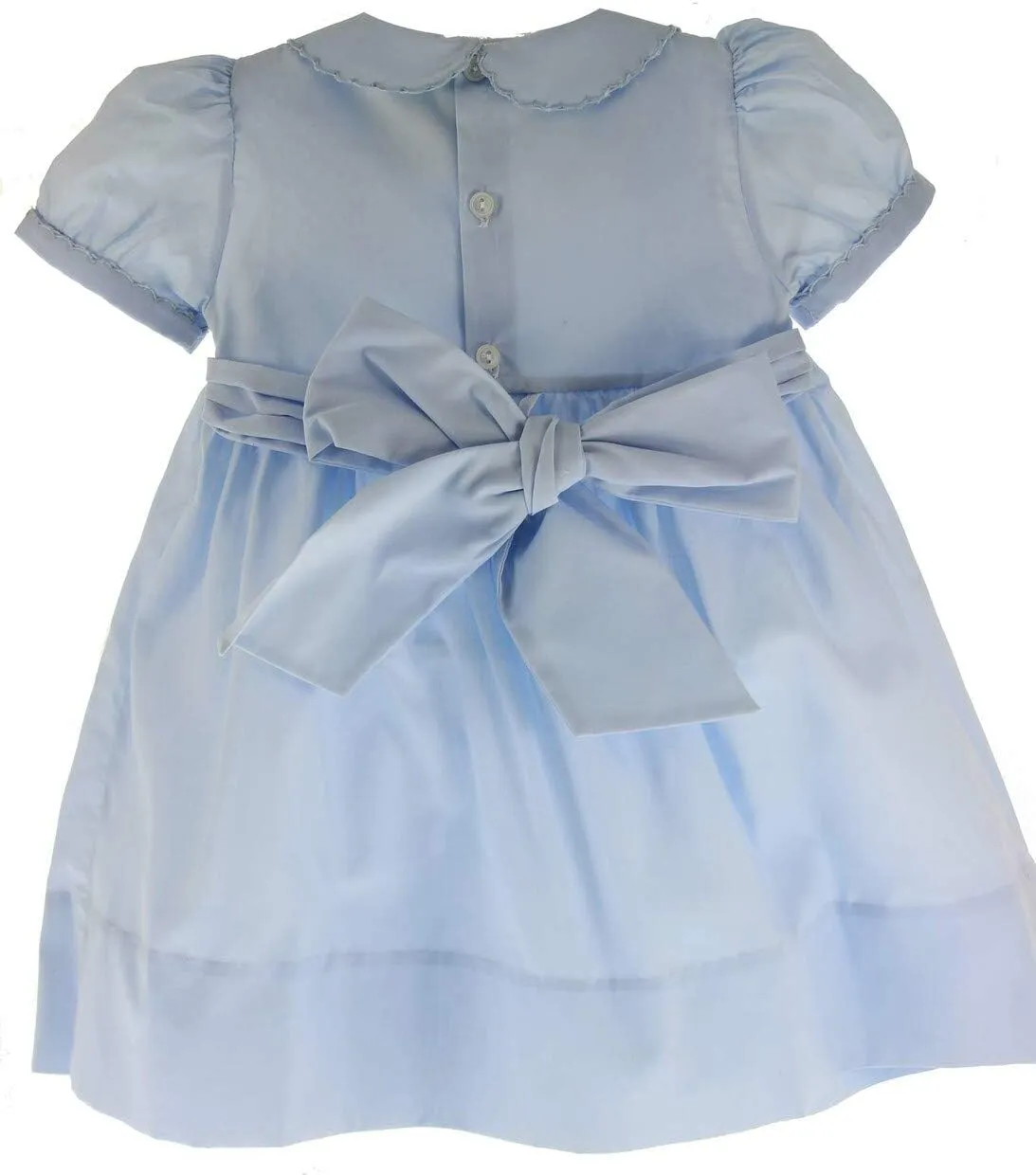 Feltman Brothers Girls Blue Portrait Dress Peter Pan Collar Smocked Bodice