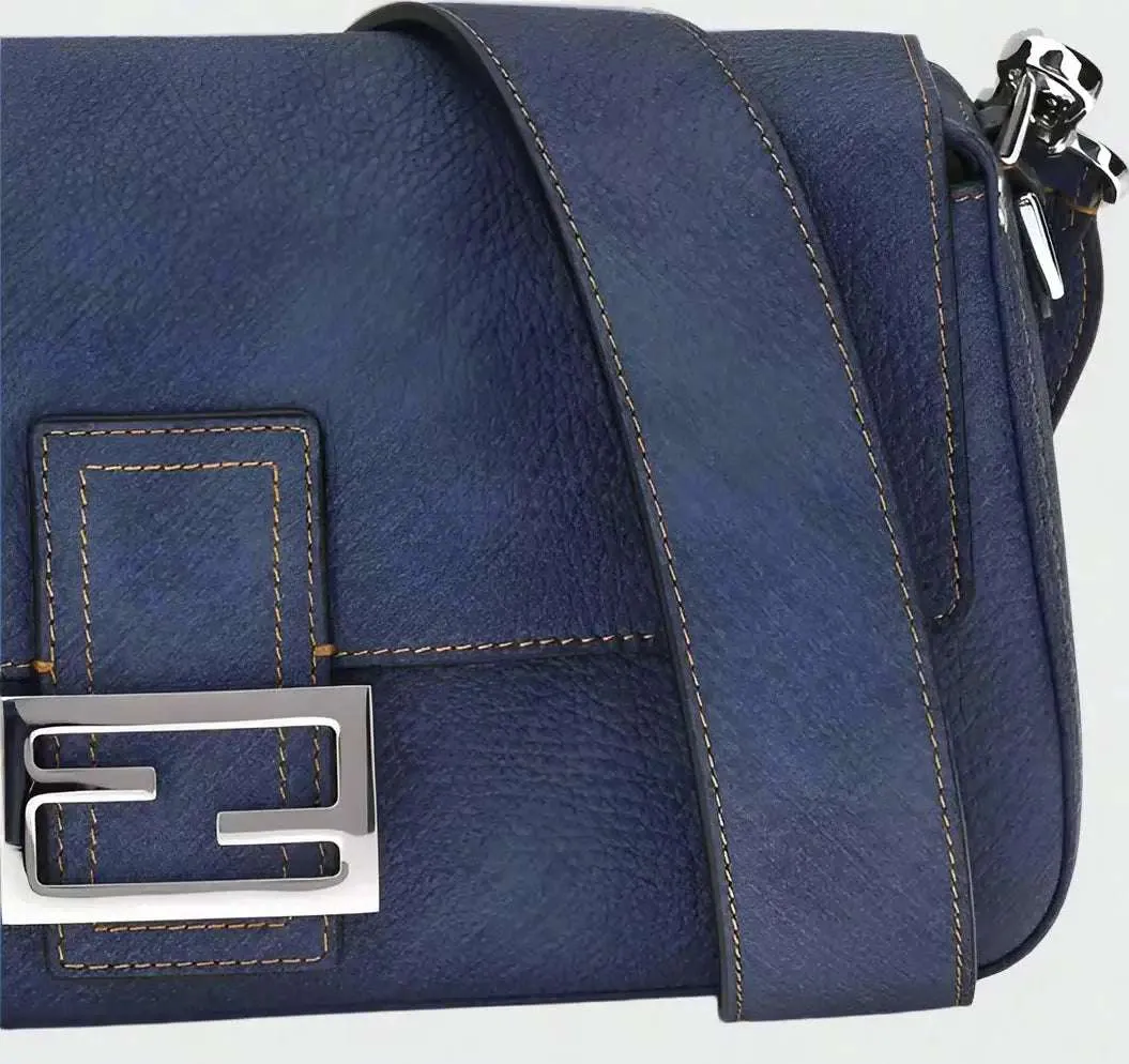 FENDI blue Baguette Romano Shoulder Bag
