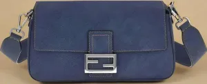 FENDI blue Baguette Romano Shoulder Bag