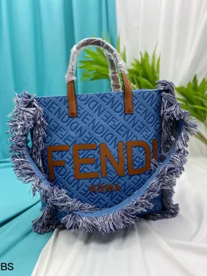 Fendi embossed denim Tote shoulder crossbody bag