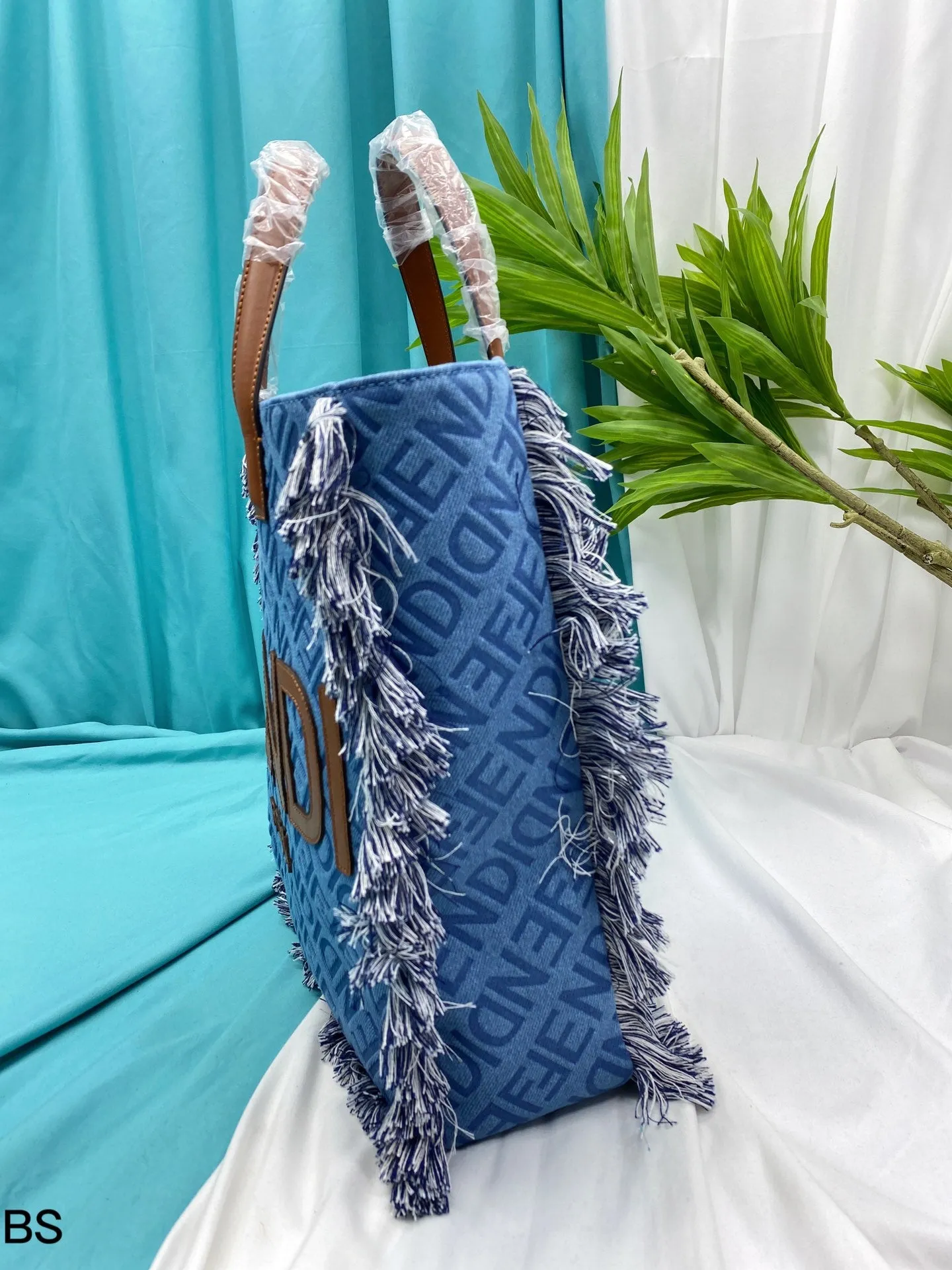 Fendi embossed denim Tote shoulder crossbody bag