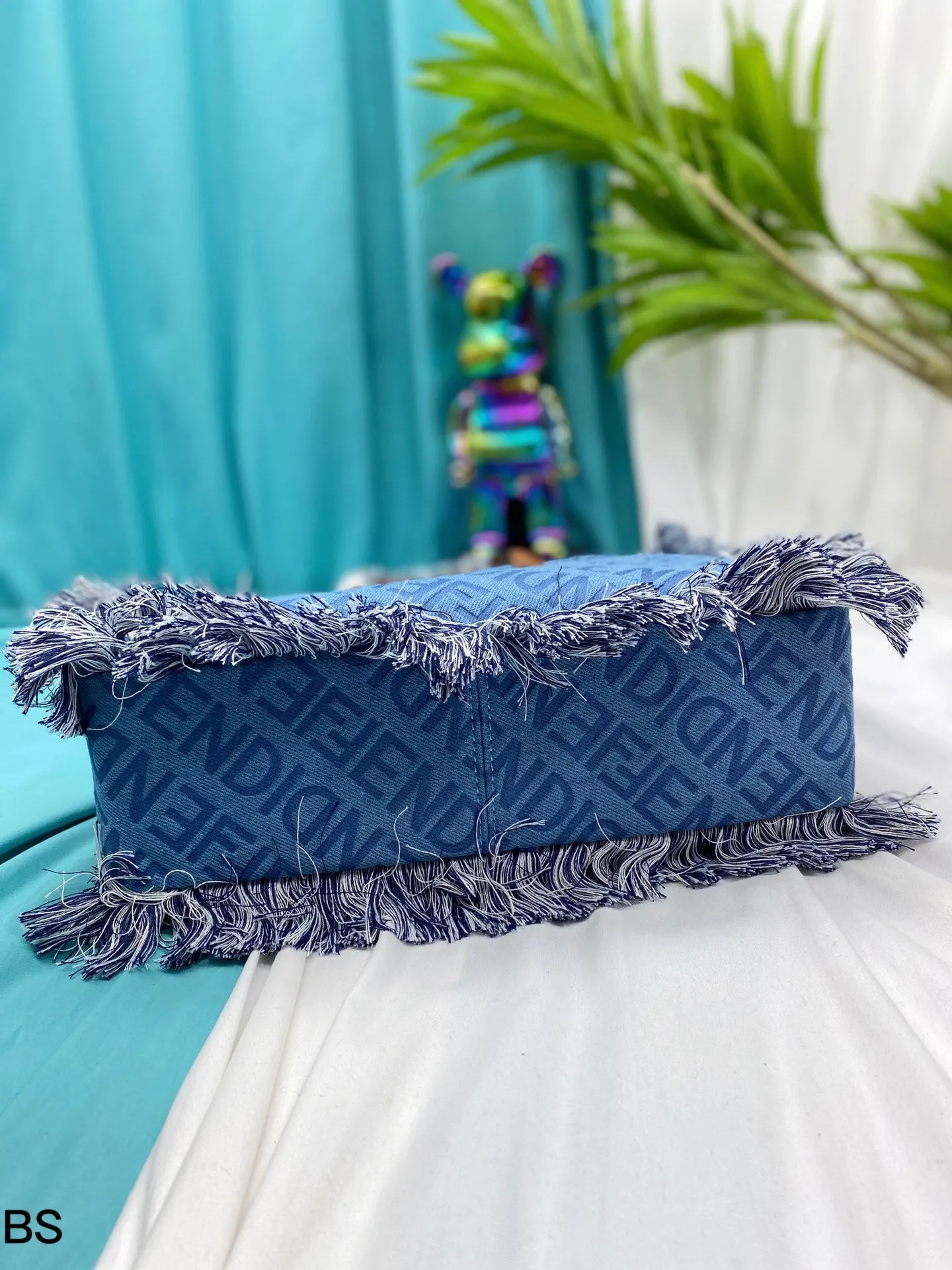 Fendi embossed denim Tote shoulder crossbody bag