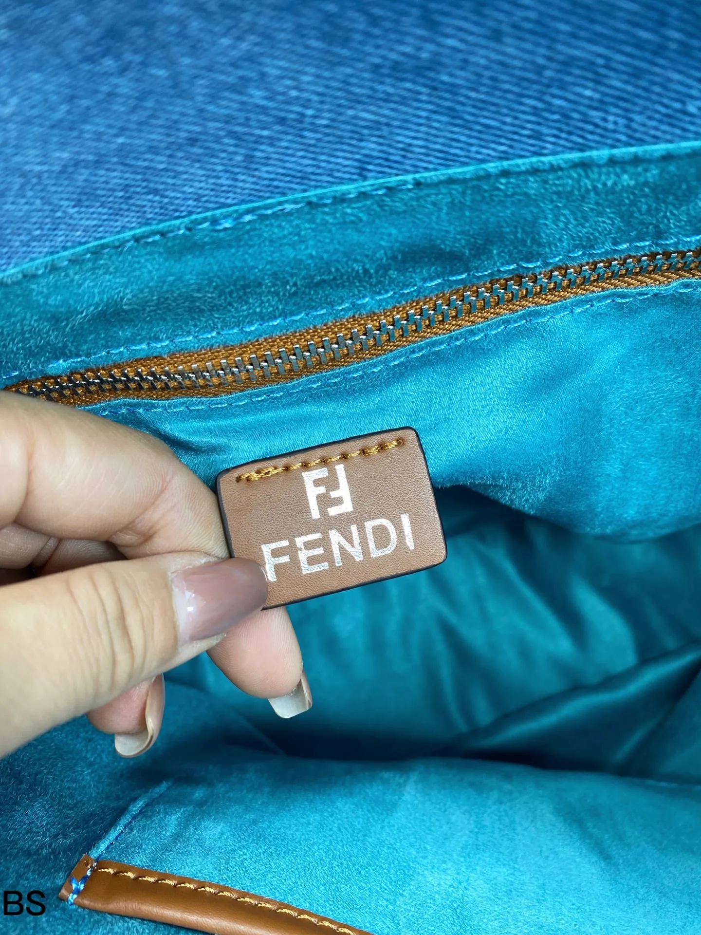 Fendi embossed denim Tote shoulder crossbody bag