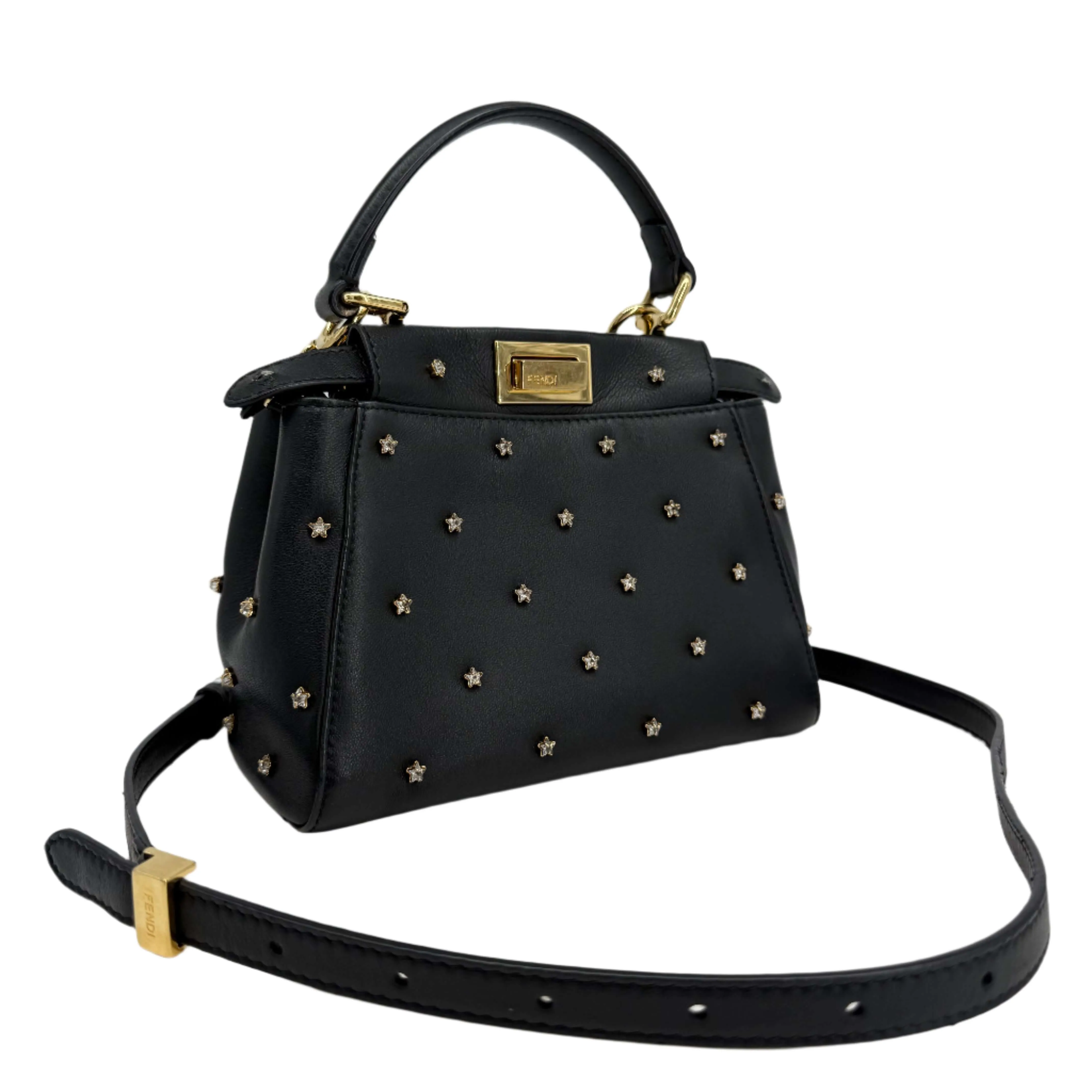 Fendi Nappa Crystal Studded XS Peekaboo Iconic Satchel in Black –  Pre-Owned